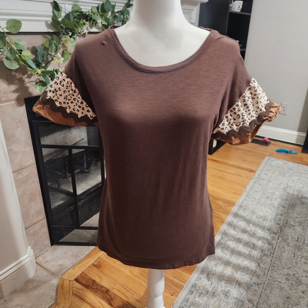 Brown Animal Print Top